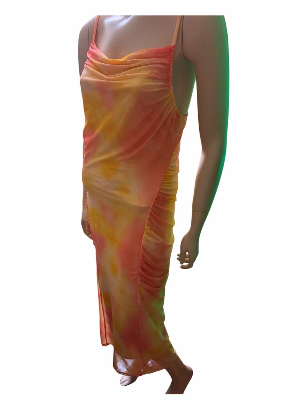 Women’s Tie-Dye Maxi Summer Dress - Orange & Yellow
